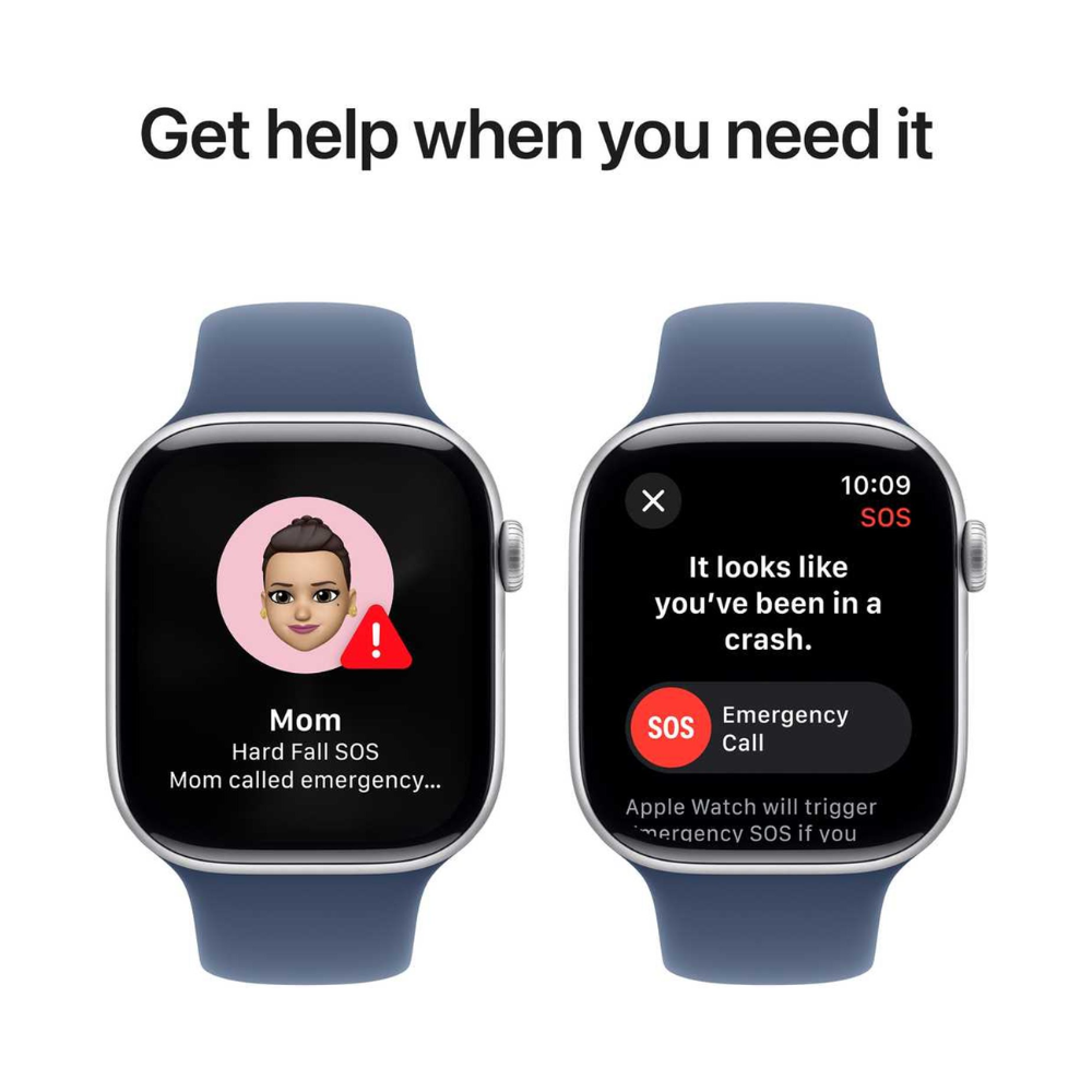 Apple Watch Series 10 GPS 46mm Silver Aluminum Case with Denim Sport Band – S/M