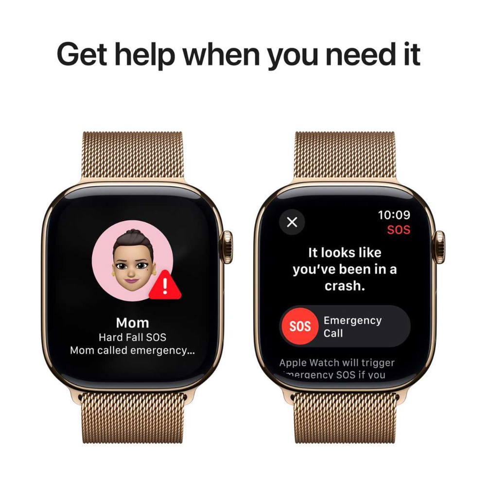 Apple Watch Series 10 GPS + Cellular 46mm Gold Titanium Case with Gold Milanese Loop – S/M