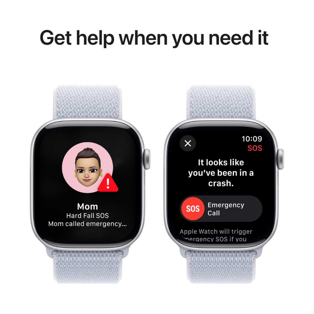 Apple Watch Series 10 GPS + Cellular 46mm Silver Aluminum Case with Blue Cloud Sport Loop