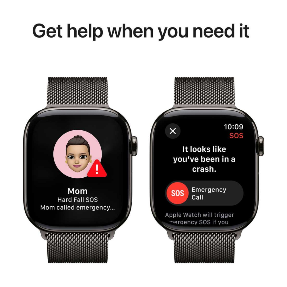 Apple Watch Series 10 GPS + Cellular 46mm – Black Stainless Steel Case with Graphite Milanese Loop, Middle East Version