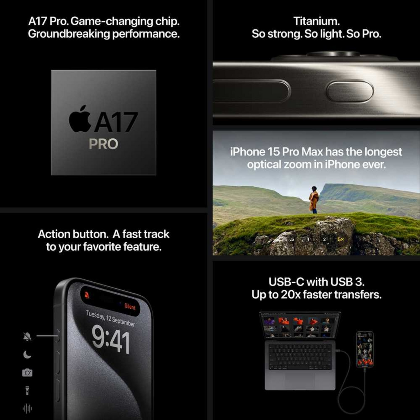 Apple iPhone 15 Pro Max (256GB) – Natural Titanium Middle East Version with FaceTime