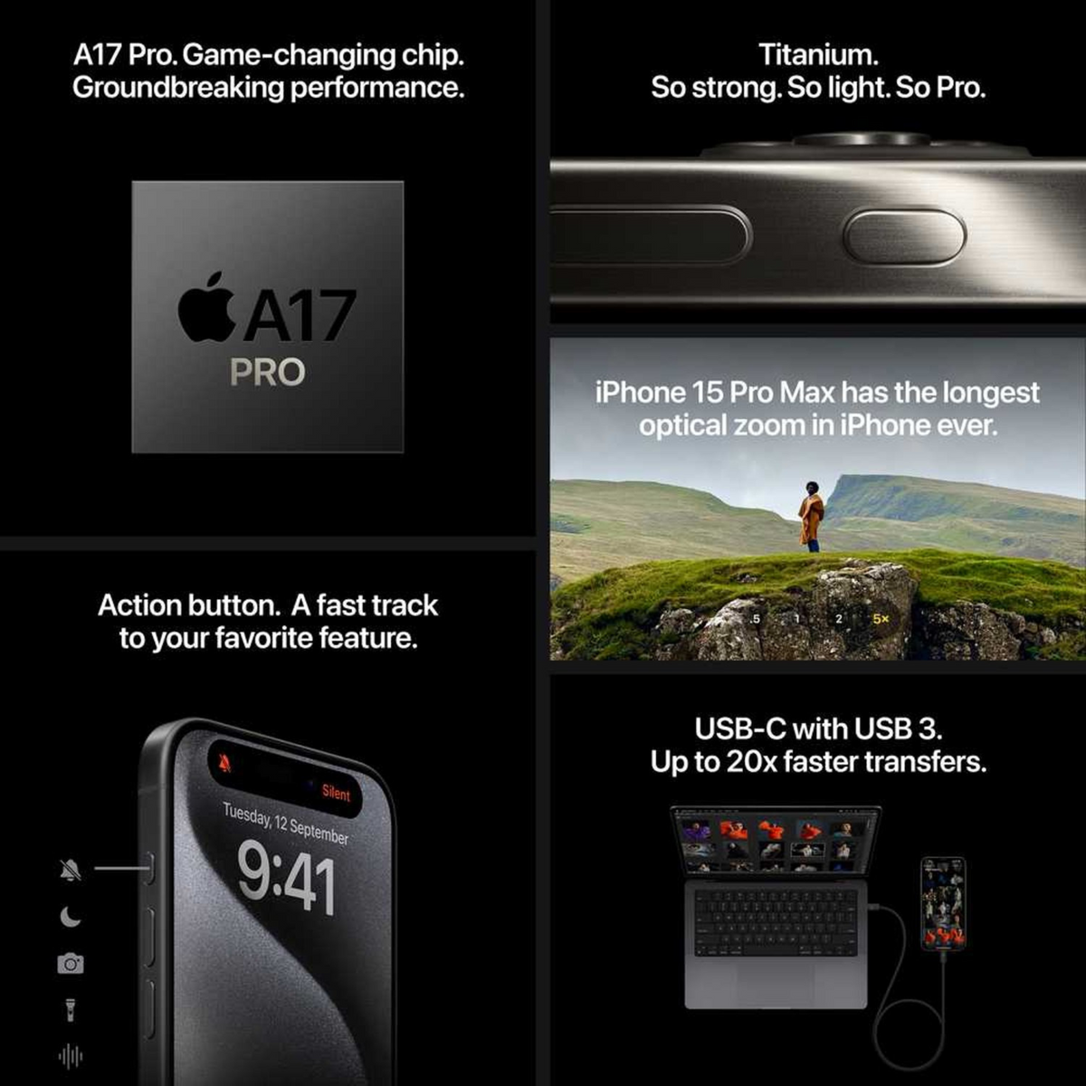 Apple iPhone 15 Pro Max (256GB) – Natural Titanium Middle East Version with FaceTime