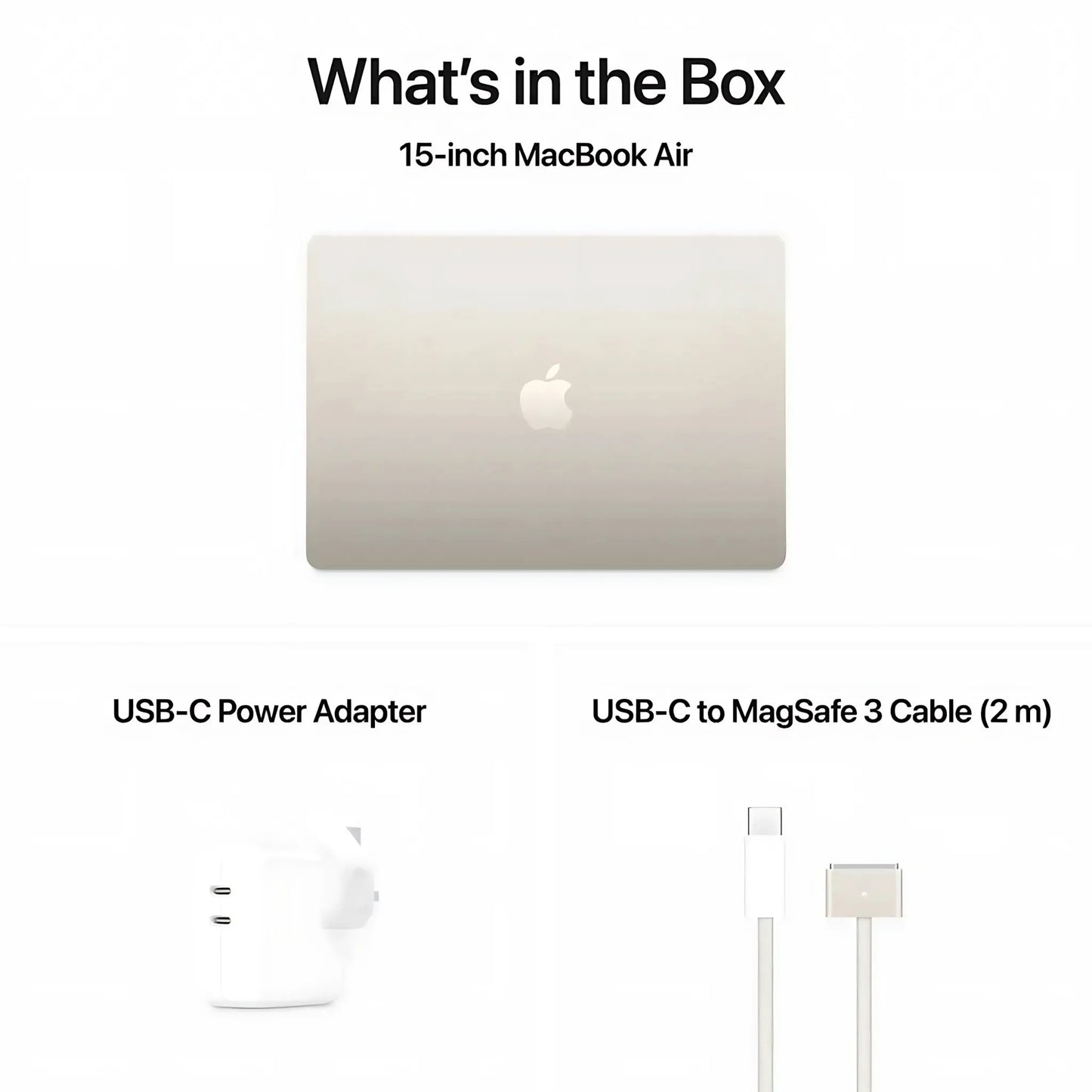 Apple MacBook Air M4 15-Inch (2025) – 16GB RAM, 512GB SSD, 10-Core CPU & GPU, Starlight, Middle East Version