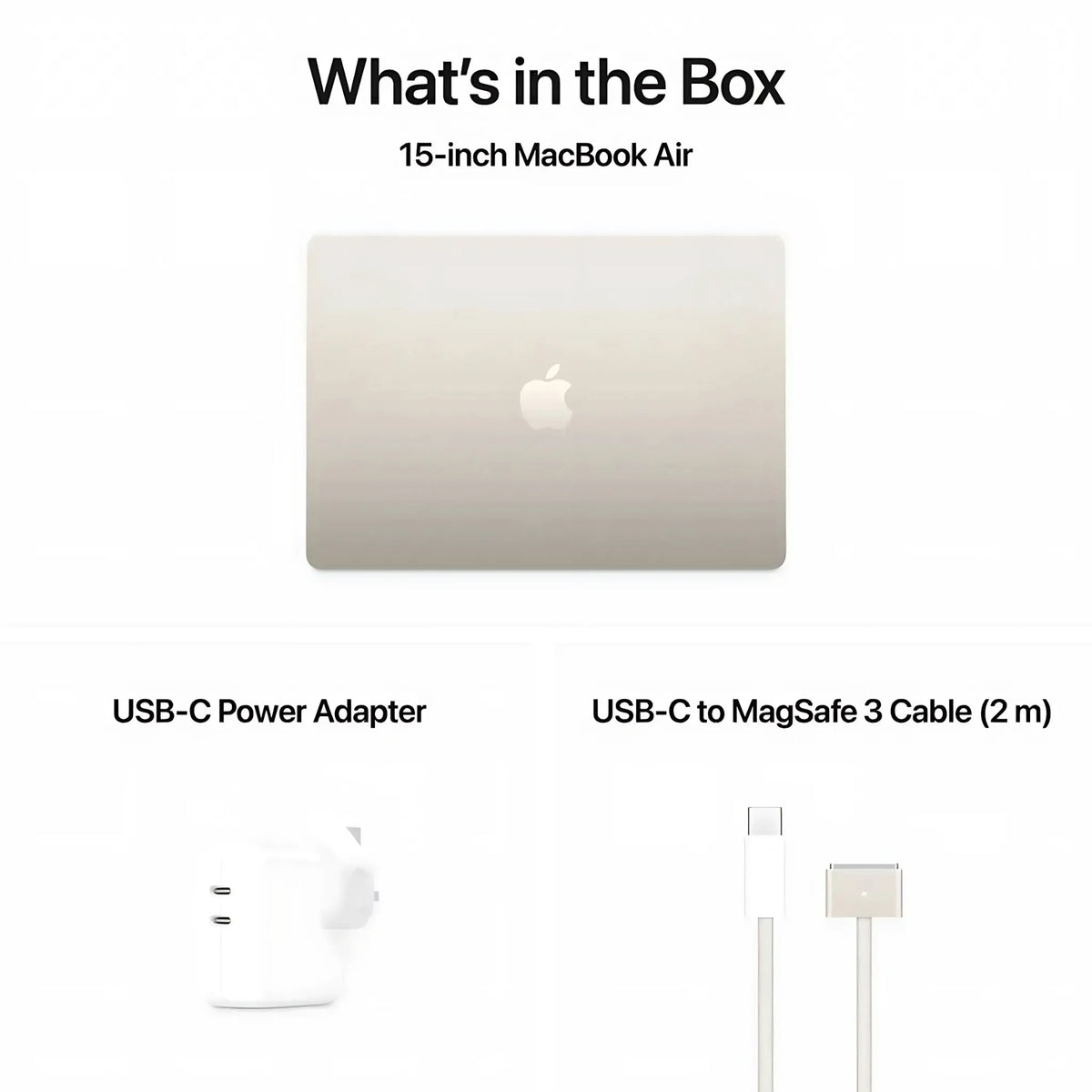 Apple MacBook Air M4 15-Inch (2025) – 16GB RAM, 512GB SSD, 10-Core CPU & GPU, Starlight, Middle East Version