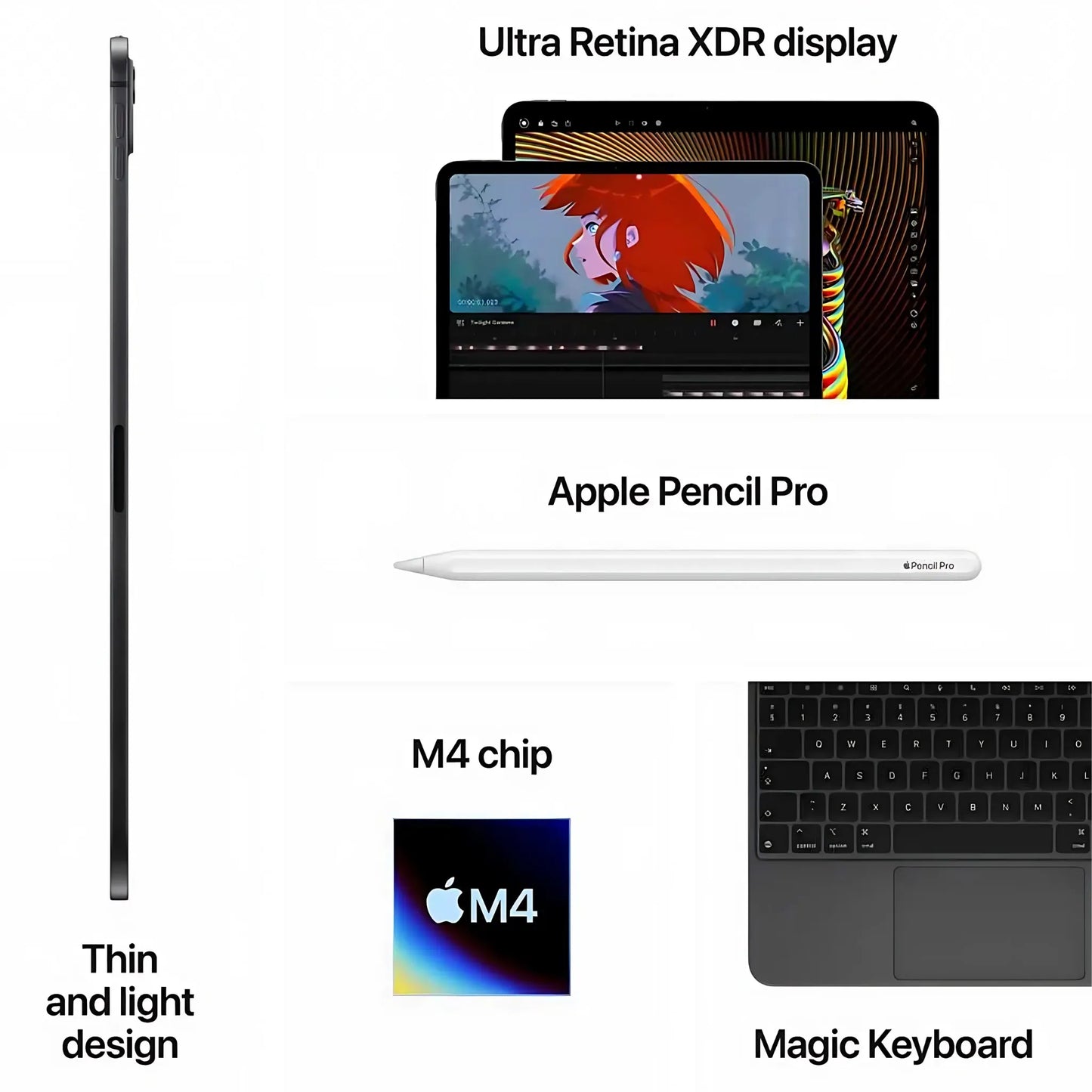 Apple iPad Pro 11-inch (2024) – M4 Chip / 256GB SSD / Wi-Fi / Space Black / Middle East Version with FaceTime