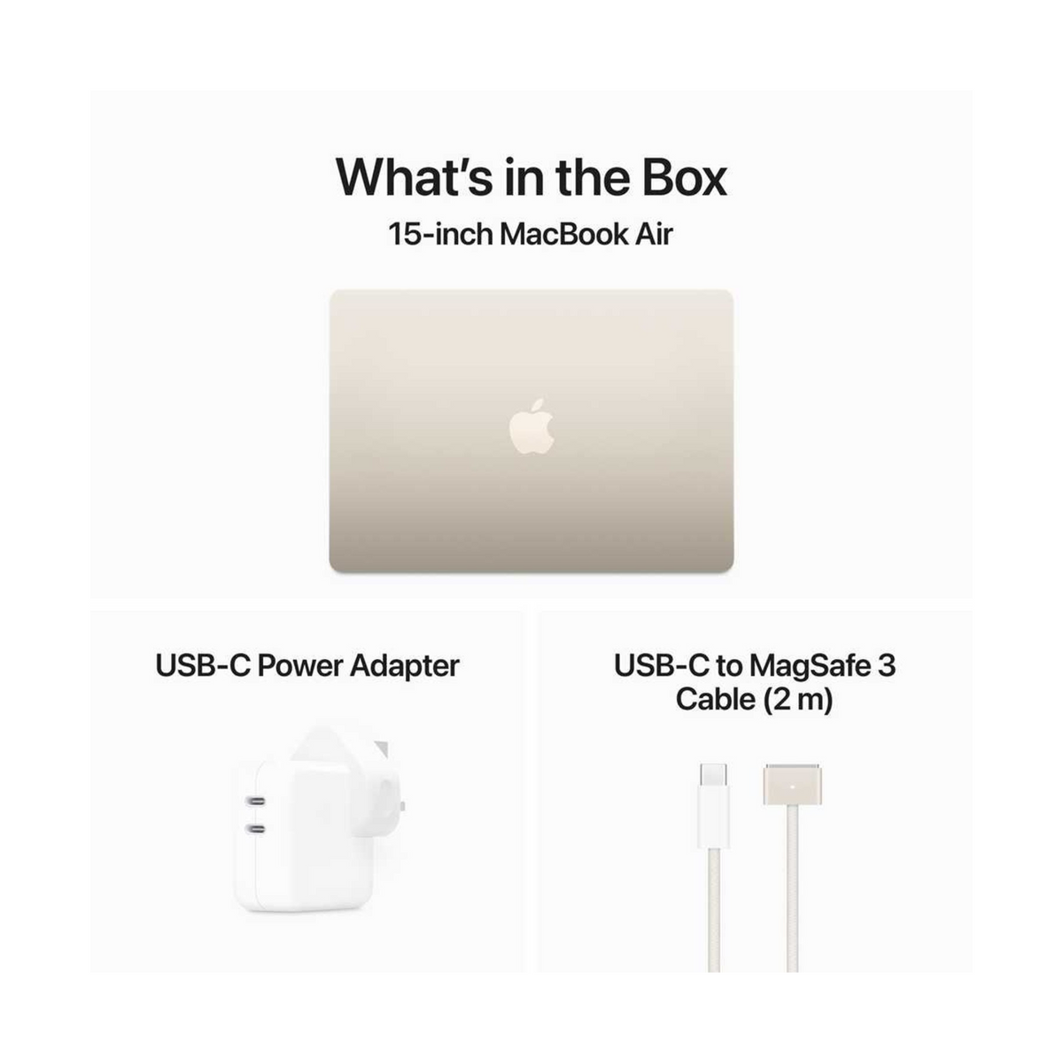 Apple MacBook Air 15-inch (2024) – M3 with 8-core CPU / 24GB RAM / 512GB SSD / 10-core GPU / macOS Sonoma / English & Arabic Keyboard / Starlight / Middle East Version