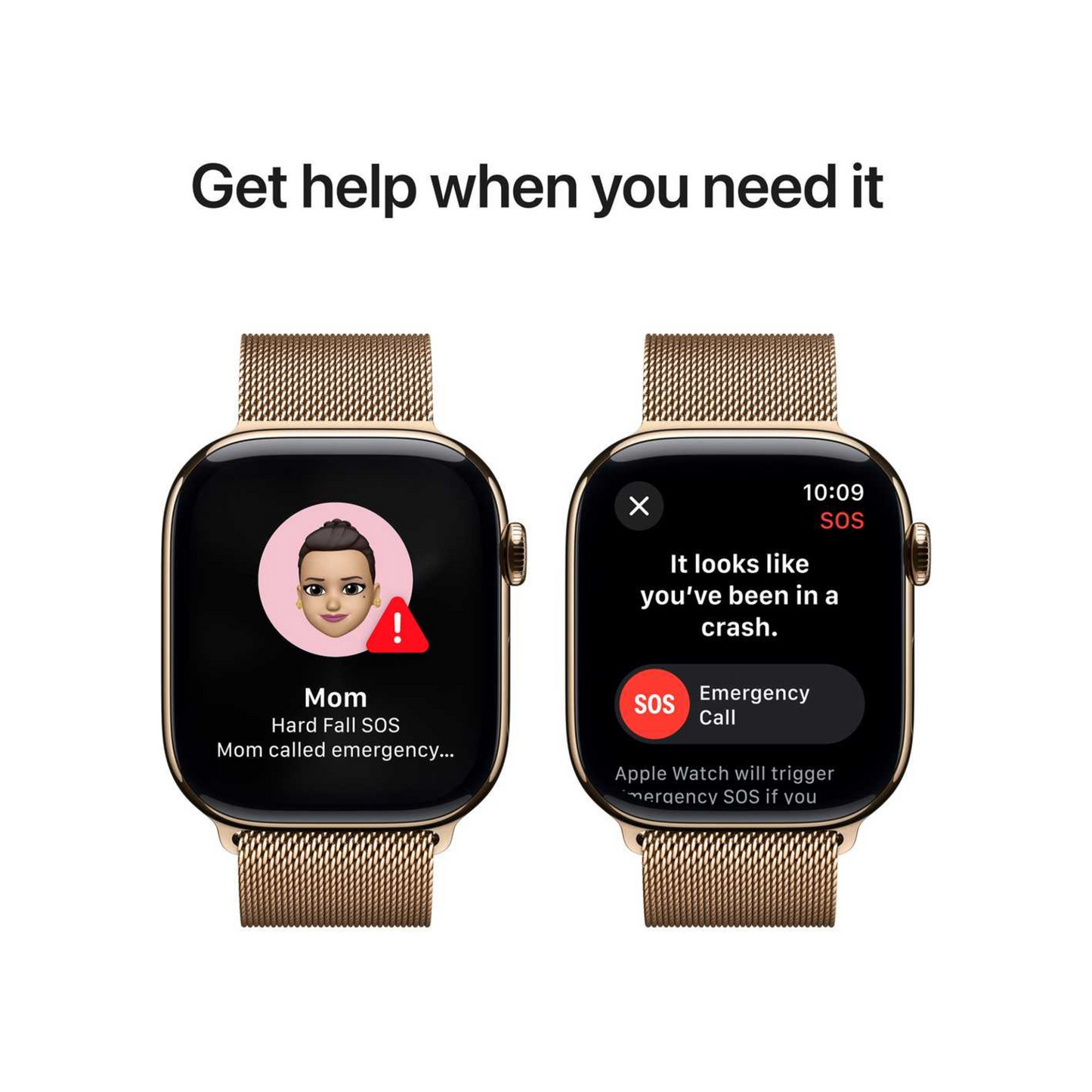 Apple Watch Series 10 GPS + Cellular 46mm Gold Titanium Case with Gold Milanese Loop – S/M
