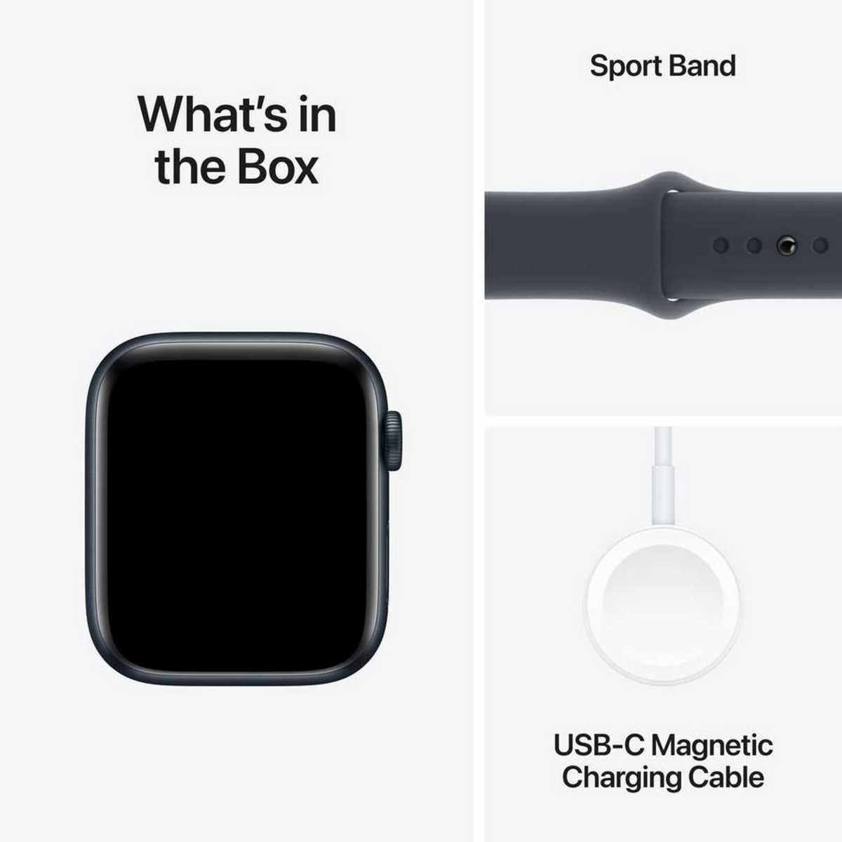 Apple Watch SE (2024) GPS 44mm Midnight Aluminum Case with Midnight Sport Band – M/L