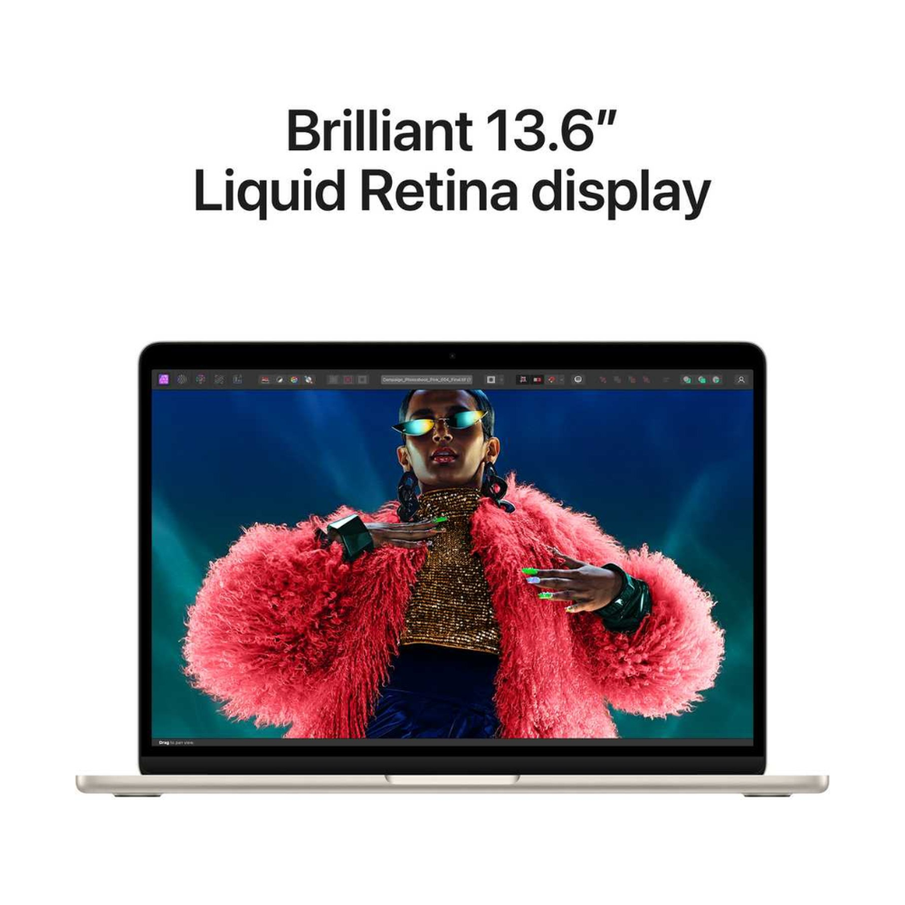 Apple MacBook Air 13-inch (2024) – M3 with 8-core CPU / 8GB RAM / 512GB SSD / 10-core GPU / macOS Sonoma / English & Arabic Keyboard / Starlight / Middle East Version
