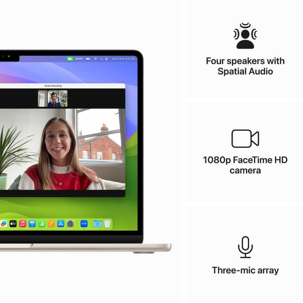 Apple MacBook Air 13-inch (2024) – M3 with 8-core CPU / 8GB RAM / 512GB SSD / 10-core GPU / macOS Sonoma / English & Arabic Keyboard / Starlight / Middle East Version
