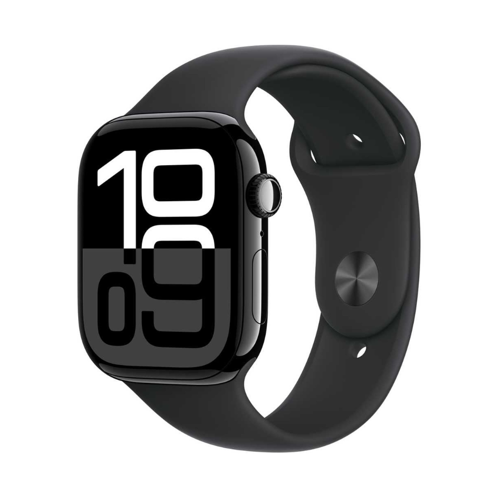 Apple Watch Series 10 GPS 46mm Jet Black Aluminum Case with Black Sport Band – S/M