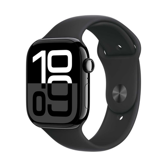 Apple Watch Series 10 GPS 46mm Jet Black Aluminum Case with Black Sport Band – S/M