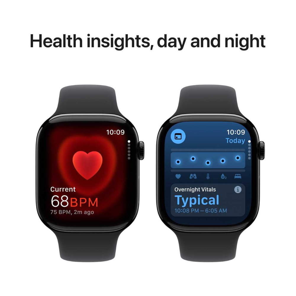 Apple Watch Series 10 GPS 46mm Jet Black Aluminum Case with Black Sport Band – S/M
