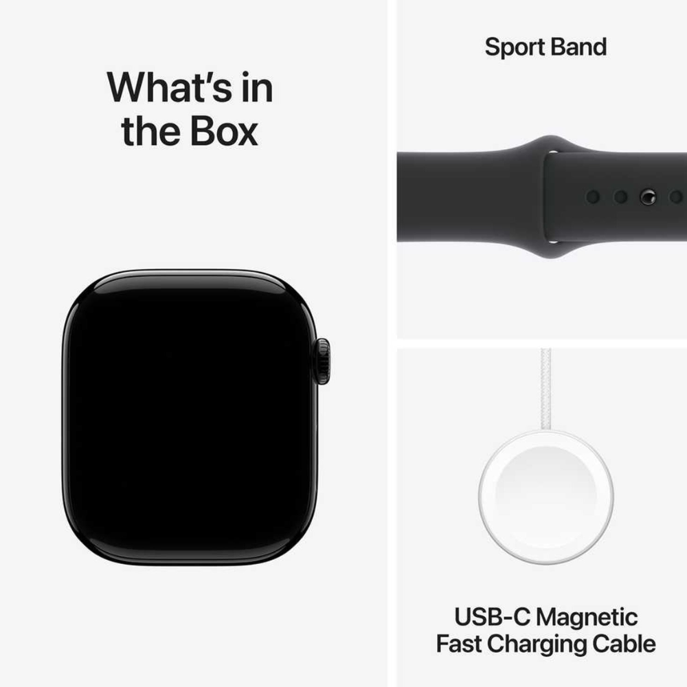Apple Watch Series 10 GPS 46mm Jet Black Aluminum Case with Black Sport Band – S/M