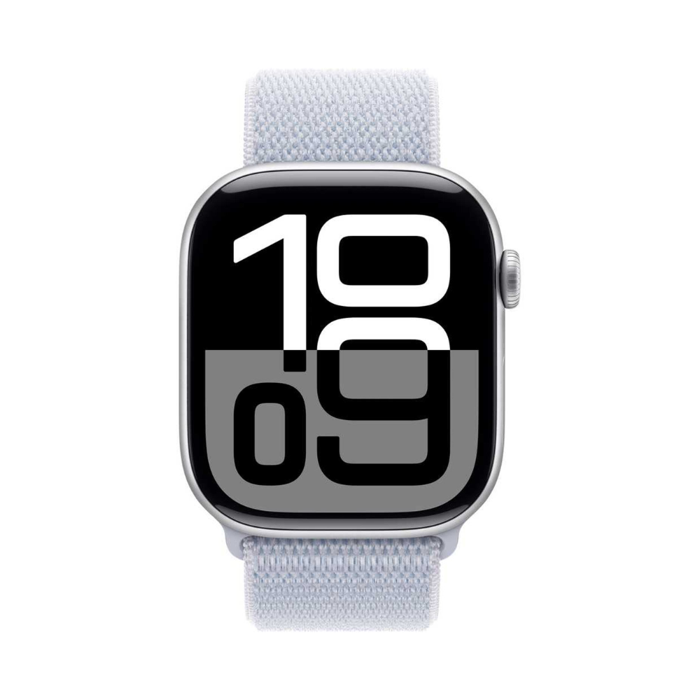 Apple Watch Series 10 GPS + Cellular 46mm Silver Aluminum Case with Blue Cloud Sport Loop