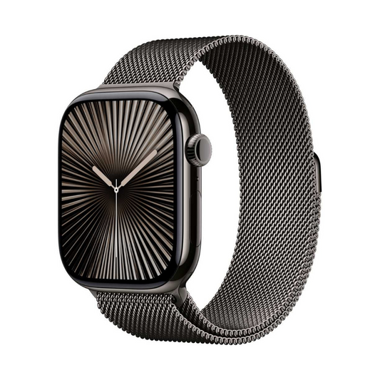 Apple Watch Series 10 GPS + Cellular 46mm – Black Stainless Steel Case with Graphite Milanese Loop, Middle East Version