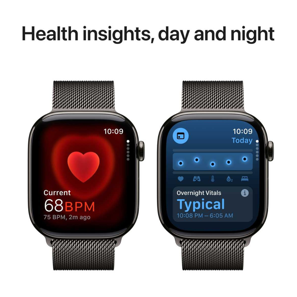 Apple Watch Series 10 GPS + Cellular 46mm – Black Stainless Steel Case with Graphite Milanese Loop, Middle East Version