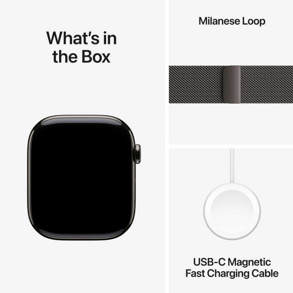 Apple Watch Series 10 GPS + Cellular 46mm – Black Stainless Steel Case with Graphite Milanese Loop, Middle East Version