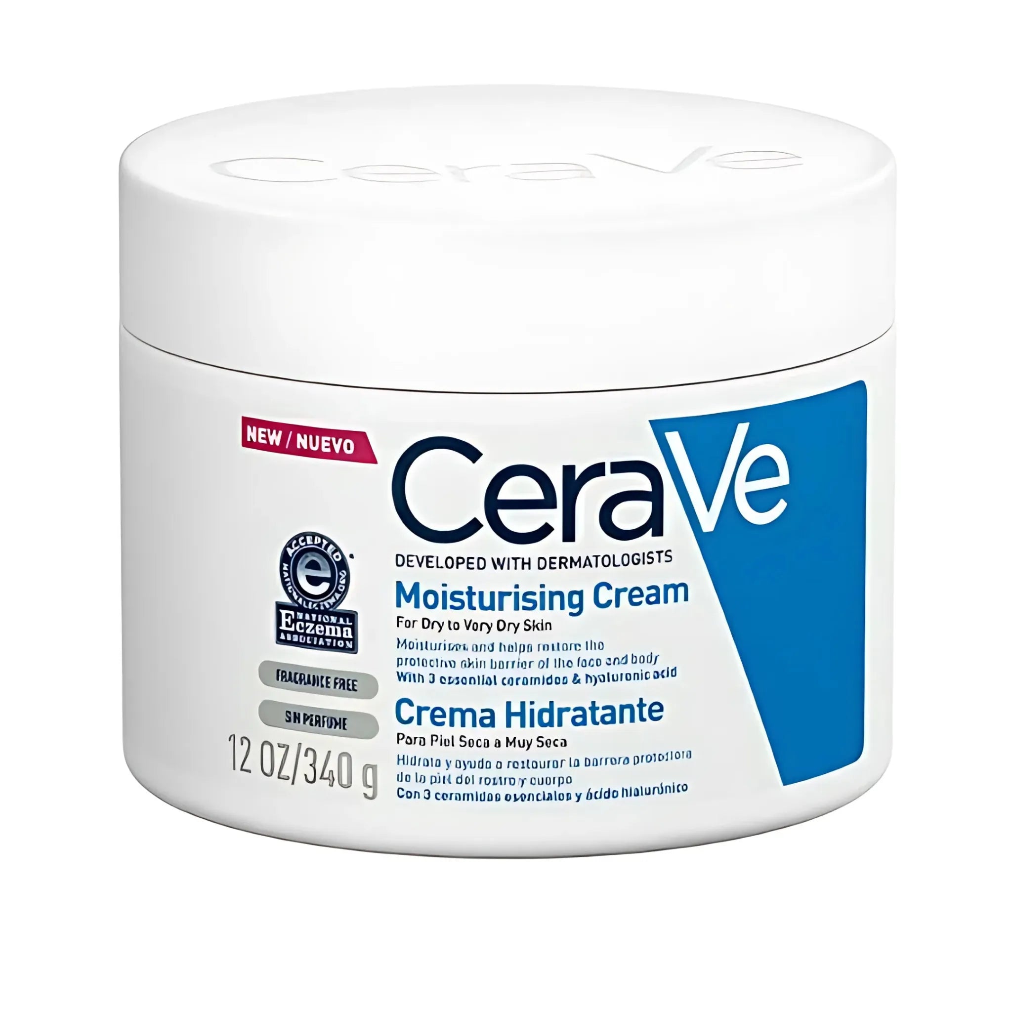 CeraVe Moisturizing Face and Body Cream with Ceramide & Hyaluronic Acid – 340g (For Dry Skin)