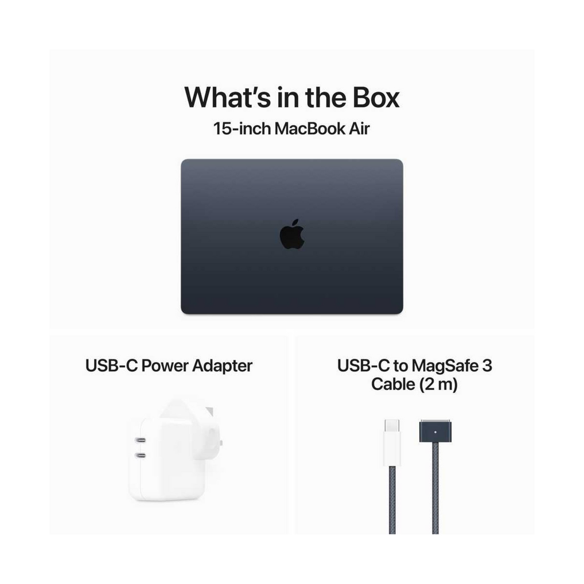 Apple MacBook Air 15-inch (2024) – M3 with 8-core CPU / 8GB RAM / 512GB SSD / 10-core GPU / macOS Sonoma / English Keyboard / Midnight / Middle East Version