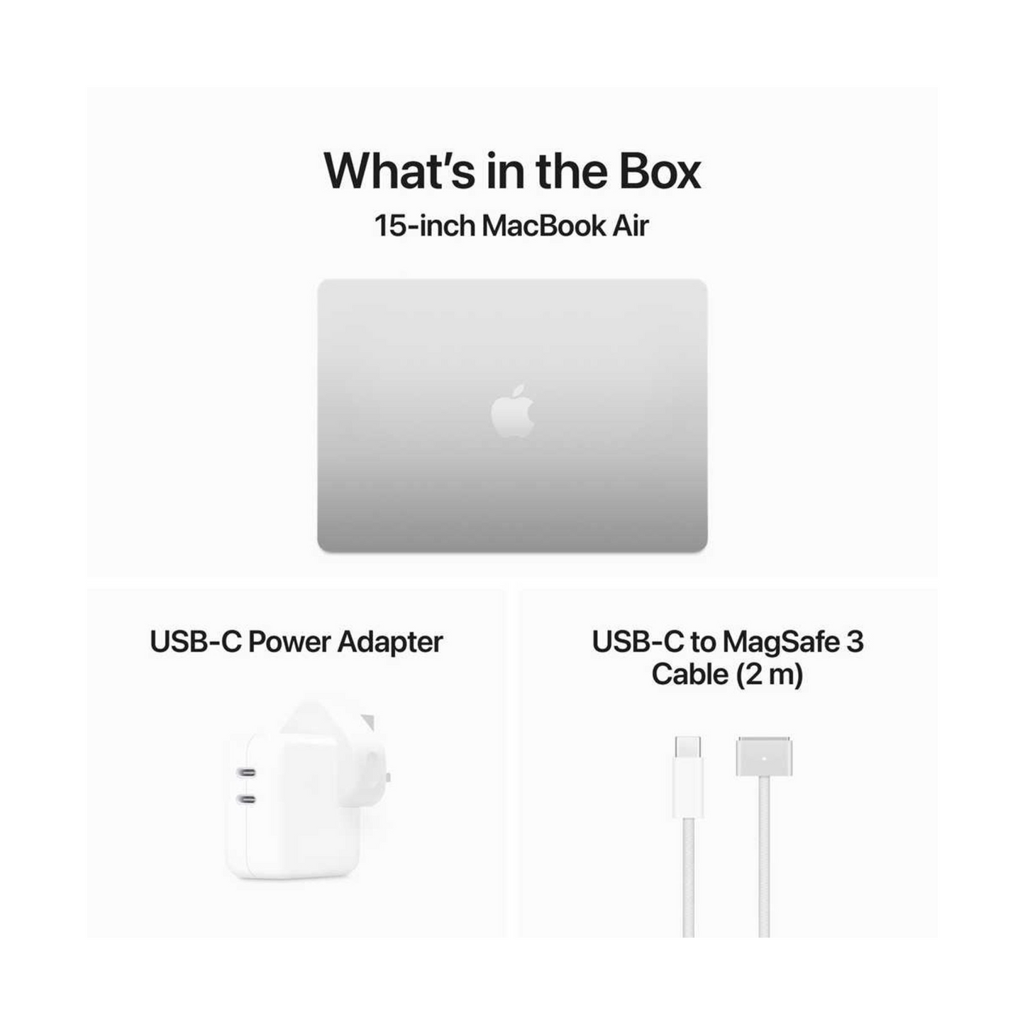 Apple MacBook Air 15-inch (2024) – M3 with 8-core CPU / 8GB RAM / 512GB SSD / 10-core GPU / macOS Sonoma / English Keyboard / Silver / Middle East Version