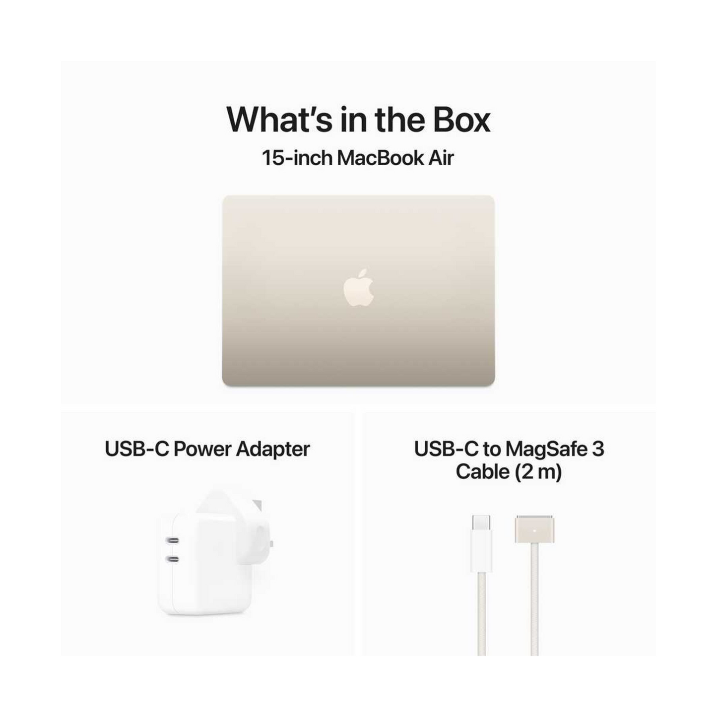 Apple MacBook Air 15-inch (2024) – M3 with 8-core CPU / 24GB RAM / 512GB SSD / 10-core GPU / macOS Sonoma / English Keyboard / Starlight / Middle East Version
