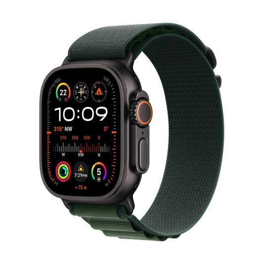 Apple Watch Ultra 2 GPS + Cellular 49mm Black Titanium Case with Dark Green Alpine Loop – M