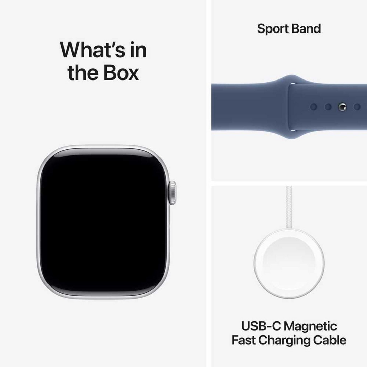Apple Watch Series 10 GPS 46mm Silver Aluminum Case with Denim Sport Band – M/L