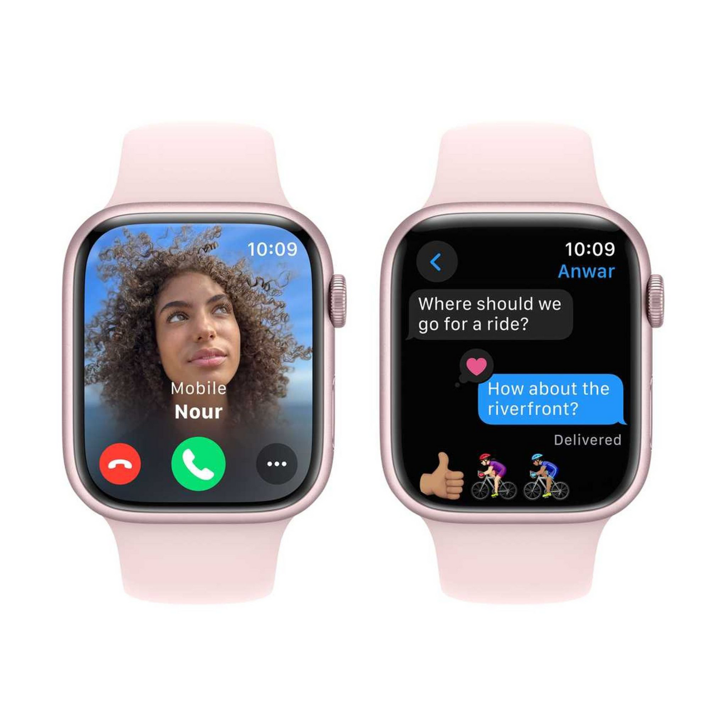 Apple Watch Series 9 GPS 45mm Pink Aluminum Case with Light Pink Sport Band M/L