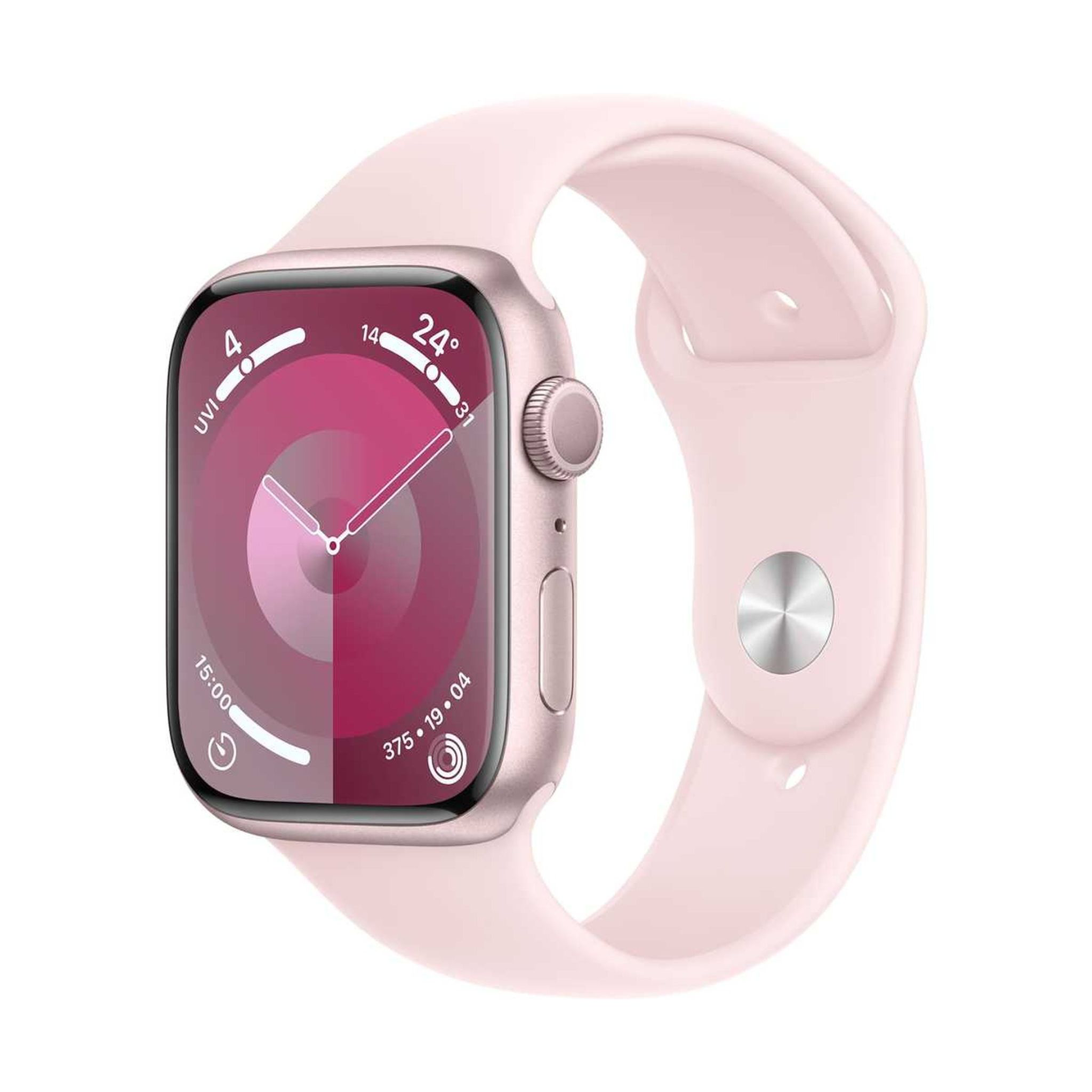Apple Watch Series 9 GPS 45mm Pink Aluminum Case with Light Pink Sport Band M/L