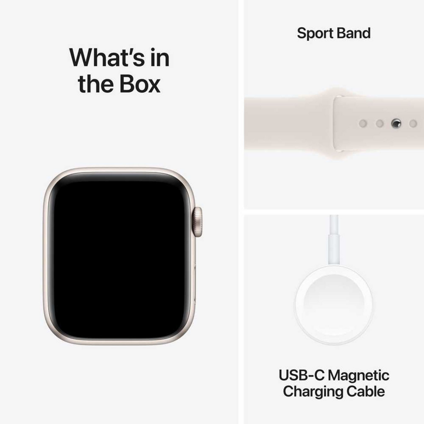 Apple Watch SE (2024) GPS 44mm Starlight Aluminum Case with Starlight Sport Band – M/L