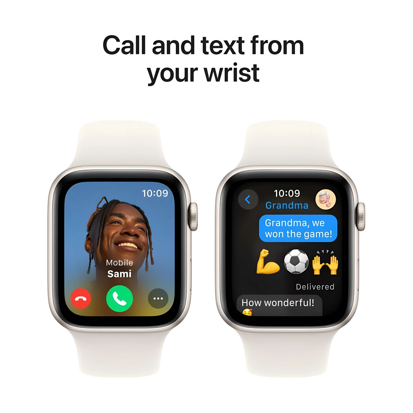 Apple Watch SE (2024) GPS 44mm Starlight Aluminum Case with Starlight Sport Band – M/L