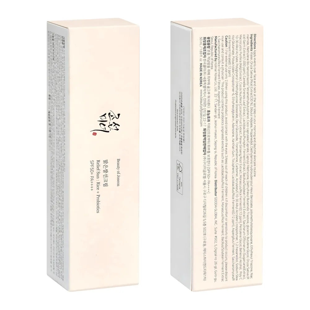 Beauty of Joseon Relief Sun Rice + Probiotics Sunscreen for face moisturizing sunblock with SPF 50 PA++++ Korean sunscreen skincare 50ml